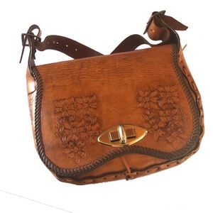 Vintage leather floral purse